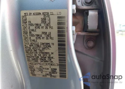 2001 Nissan Frontier Se-V6 from USA, damaged, VIN 1N6ED27Y61C379813